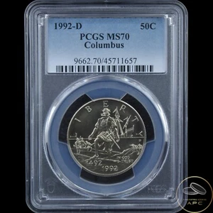 1992-D $1 Columbus Quincentenary Commemorative Half Dollar PCGS MS-70 TOP POP - Picture 1 of 2