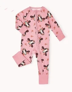 NEW Baby Girls Cow Bamboo Long Sleeve Romper Jumpsuit Pajamas Sleeper - Picture 1 of 6