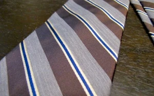 Tommy Hilfiger Men's Silk Tie Gray Striped Brown Blue White - Picture 1 of 3
