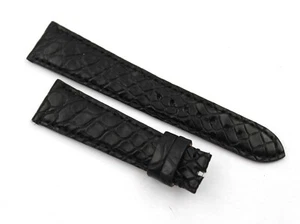 Cinturino Orologi Pelle Coccodrillo Nero 20/16mm Fibbia Ardiglione Made Italy - Imagen 1 de 4
