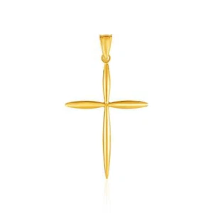 14k Gelbgold abgerundeter und spitzer Kreuz Anhänger - Bild 1 von 1