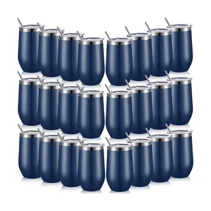 24 Pack 16Oz Stainless Steel Wine Tumbler with Lid and Straw Bulk Thank You G... - Picture 1 of 6