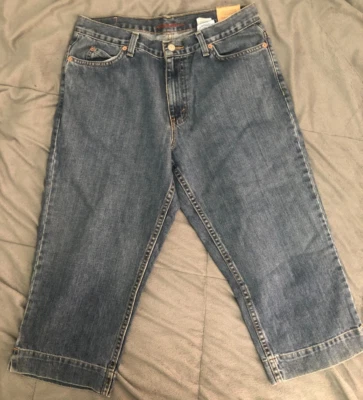 NWT Womens Eddie Bauer Denim Blue Jean Capris 10 Petite 30W Walking Hike Casual - Image 1 of 4