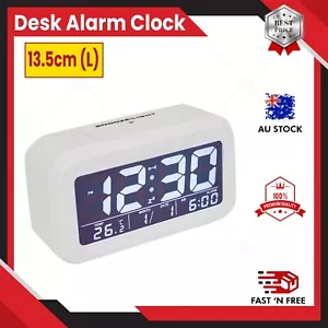 LCD Display Battery Operated Digital Desk Alarm Clock Backlight Bedside Calendar - Picture 1 of 5
