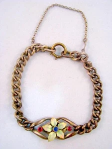 Biedermeier Bronze Armband mit Rubine + Email + Blume mit Saphir um 1810 - Bild 1 von 5