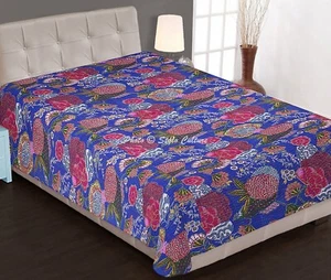 Art Kantha Twin Quilt Handmade Ethnic Reversible Blanket Cotton Bohemian Throw - Picture 1 of 7