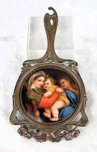 Antigua placa de porcelana Virgen de la silla después de Raphael Firenze fecha 1912 - Imagen 1 de 10