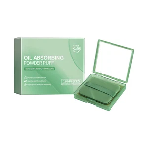 100Pcs Women Girls Oil Absorbing Sheets with Powder Puff Face Oil Control Papers - Picture 1 of 6