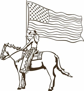 Cowgirl Barrel Racer Horse American Flag Car Truck Window Vinyl Decal Sticker - Picture 1 of 2