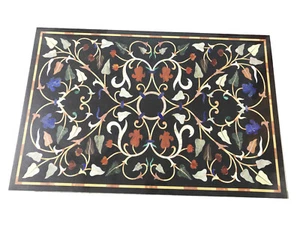 Sofá central de mármol negro de 24"x48" mesa de comedor con múltiples piedras decoración de losa de cocina - Imagen 1 de 9