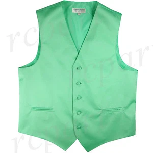 Nuevo Chaleco Esmoquin Poliéster Para Hombre Chaleco Solo Sólido Boda Formal Verde Agua - Imagen 1 de 2