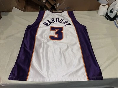 Authentic Stephon Marbury Phoenix Suns Men 52 White Clean Reebok Sewn Nba Vtg - Image 1 of 4