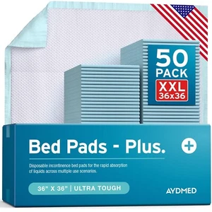 AYDMED Premium Disposable Bed Pads 36" x 36" 50 Pack | Incontinence Chucks | ... - Picture 1 of 9