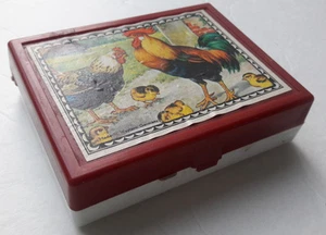 Antique Wood Block Puzzle - 6 farm animal Scenes - Original Box - Picture 1 of 4
