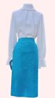 Vintage 1970s Adolph Schuman for Lilli Ann Teal Ultrasuede Pencil Skirt, NWT