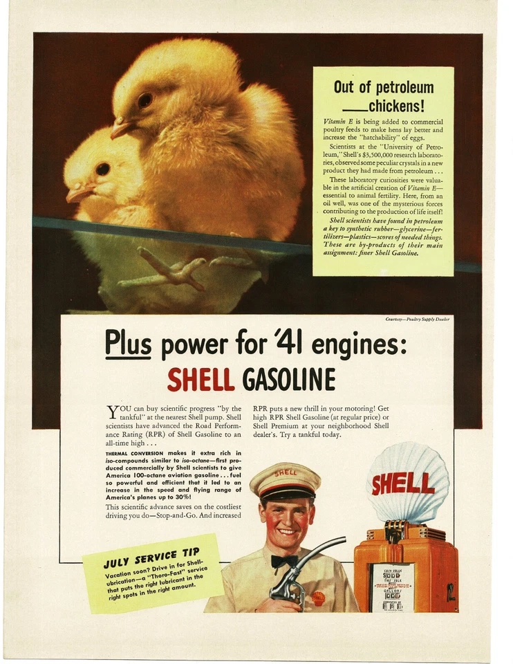 1941 Shell Gasoline baby chicks globe top gas pump Vintage Print Ad - Image 1 of 1