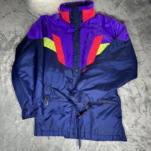 Vintage 90's NEVICA Jacket Neon Ski Pink Purple Blue Survival Recco Hood Size 42 - Picture 1 of 11