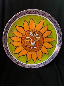 Block Bernarda Portugal Sunflower Bee & Ladybug 12” Serving Plate 3 Tiny Chips - Picture 1 of 8