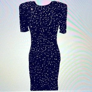 Lawrence Kazar New York Black Sequined Silk Party Dress Petite Small Vintage - Picture 1 of 6