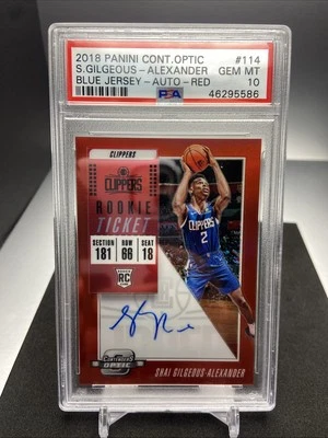 2018 Panini Contenders Optic Shai Gilgeous-Alexander Rookie Auto Red /149 PSA 10 - Image 1 of 4