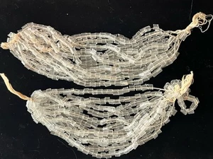 Antique Quartz Rock Crystal Tube Beads Clear 5mm Jewelry Making Two Strands - Picture 1 of 5