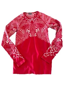 Top tejido elástico sin costuras manga larga tatuaje rojo y blanco Athleta talla M - Imagen 1 de 6
