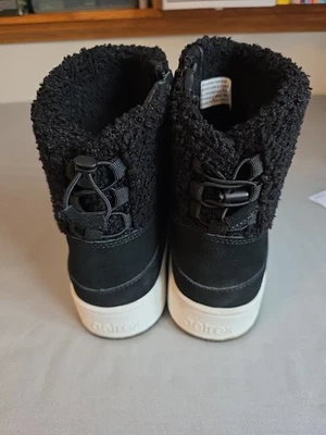 Bota de inverno Aetrex Winnie feminina tamanho 9-9.5 couro preto pele sintética superior - Imagem 1 de 4