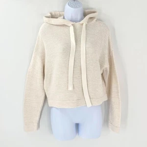 Suéter recortado con capucha cuadrada crema tejido apretado talla S 27 millas para mujer - Imagen 1 de 11