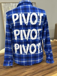 Cakeworthy x Friends Medium Ross Pivot Pivot Pivot blau L/S Flanellhemd - Bild 1 von 11