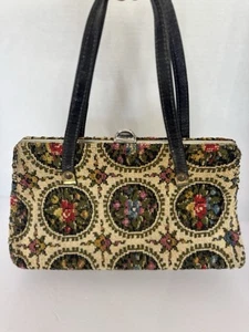 De Colección 12x7x4 En Bolsa de Alfombra Cartera Floral Punta de Aguja Tapiz Cierre a Presión Asas Dbl - Imagen 1 de 10