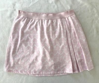 Lady Hagen Golf Skirt Skort Women’s M White Pink Shells Pockets Pleated One Side - Image 1 of 4