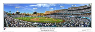   2024 World Series First Pitch  Dodgers vs Yankees Panoramic Poster-13.5x39  - Image 1 of 2