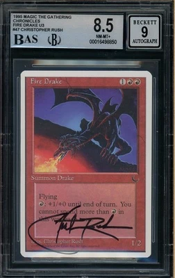 1995 MTG Chronicles #47 Fire Drake Christopher Rush Signed BGS 8.5 AUTO 9 - Image 1 of 2