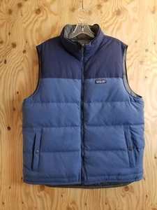 Patagonia Mens L Reversible Bivy Duck Down Puffer Vest Full Zip Blue/Gray 27587 - Picture 1 of 16