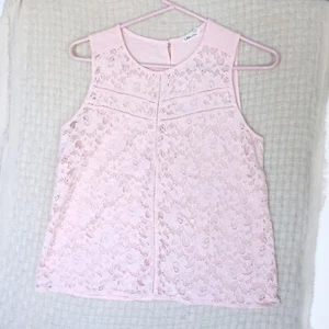 Chloe & Katie Lace Front Tank Top - Blush Pink (Size Large) - Picture 1 of 8