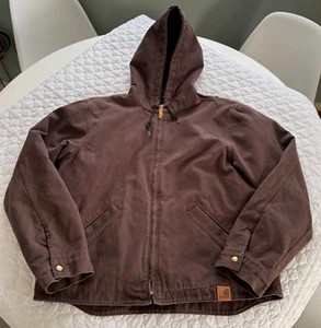 Carhartt Jacket Adult Large Brown Detroit Duck Quilted Hooded 100733 201 - Picture 1 of 8