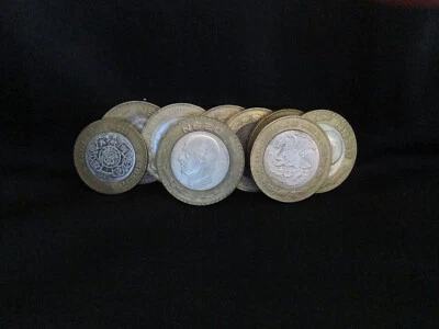 Lot Of 1993-1994 Mexico Bimetallic .925 Sterling Silver Center N$20 & N$10 Pesos - Image 1 of 3