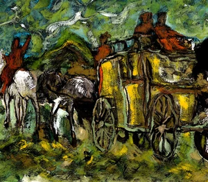 Carriage On The Road Limited Edition Print By F. DeTrolio - Picture 1 of 5