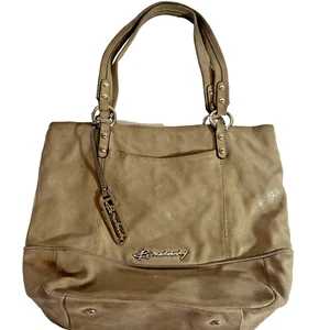 B Makowsky Handbag Shoulder Tote Purse A212546 Beige Vintage 16x13” Glitter READ - Picture 1 of 12