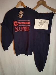 Tuta Felpata Blu Scuro Converse All Star Tg. XL '70-80 Vintage Nuovo - Imagen 1 de 4