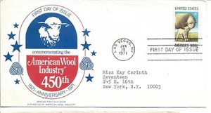 1971 FDC, AMERICAN WOOL INDUSTRY, - Picture 1 of 1