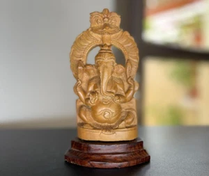 Sandalwood fine carved Ganesha Statue Small handmade Antique Rare wooden Art⭐ - Picture 1 of 9