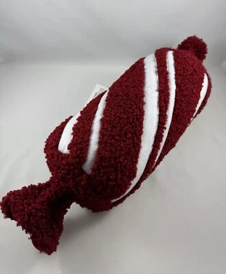 Pottery Barn Cozy Teddy Peppermint Twist Candy Shaped Pillow Holiday Christmas - Image 1 of 2