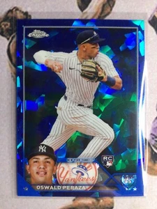 2023 Topps Chrome Blue Sapphire Oswald Peraza Rookie - Beautiful Pack Fresh RC ! - Picture 1 of 2