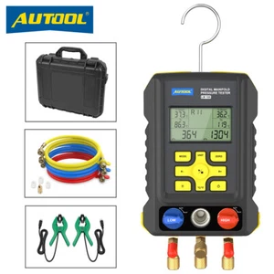 Refrigerant Manifold Pressure Tester Vacuum Temperature HVAC Digital Gauge Set - Picture 1 of 15