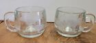 2 Vintage Nestle Nescafe Globe shaped Mug Cup  Clear etched map of Earth Used