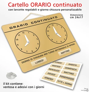 Cartello ORARIO continuato regolabile apertura negozio ORO - Imagen 1 de 1