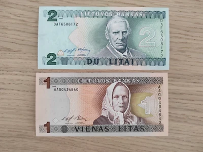 Lithuania 1 litas 1994 UNC, 2 litai 1993 UNC - Image 1 of 2