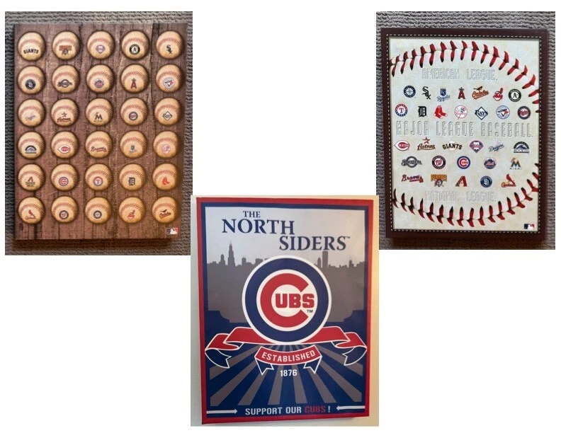 Juego de 3 impresiones en lienzo de béisbol MLB - 2 logotipos del equipo + 1 Chris Speakman Cubs 14x18 Foto 1 de 4