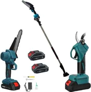 KIT POTATURA MINI MOTOSEGA 6" + FORBICE CESOIA A BATTERIA CON ASTA TELESCOPICA - Foto 1 di 1